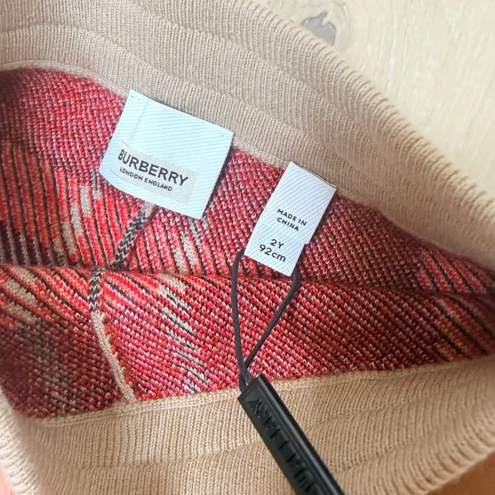 NWT ✨ BURBERRY ‘Gerard Vintage Check Knit Jogger Pants’ Unisex Wool/Cashmere 2T